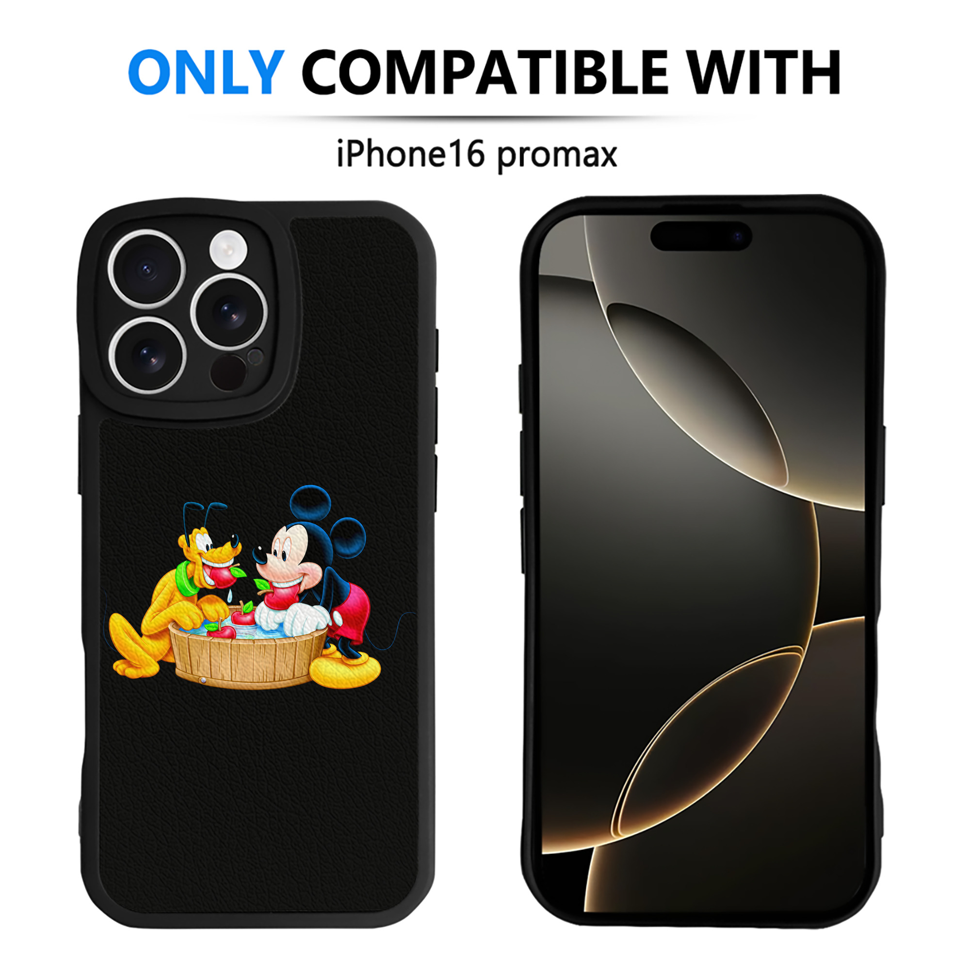 （画像用） ミッキーマウス Mickey Mouse 【iPhone 16シリーズ対応】シリコンスマホケース（レザー調） 材質：シリコン